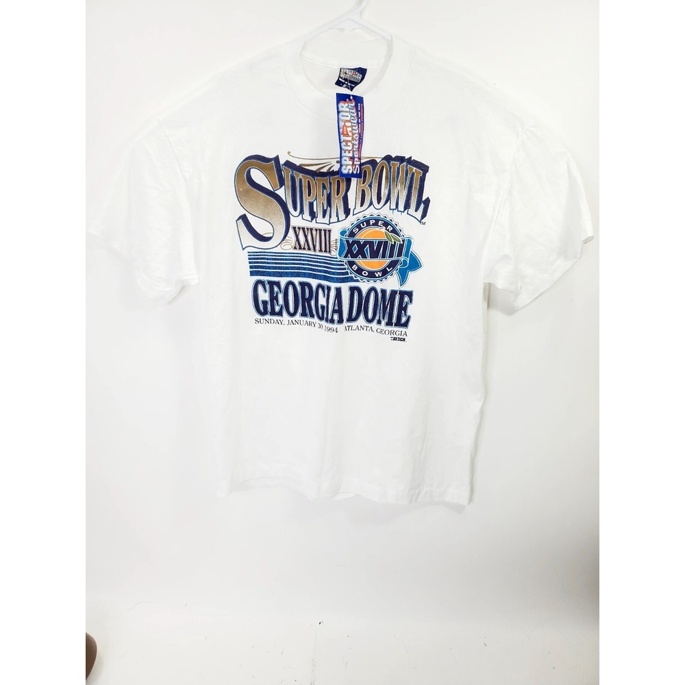 Vintage Dallas Cowboys Trench Superbowl XXVIII NFL Mens T-Shirt White L NWT